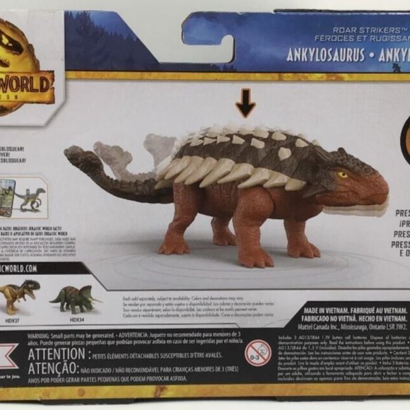 2022 Jurassic World Dominion Ankylosaurus Dinosaur Figure ROAR STRIKERS - Picture 3 of 3